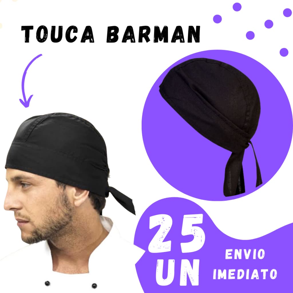 Kit 25 Bandana Cozinha Unissex - Touca Garçom Chef Barman