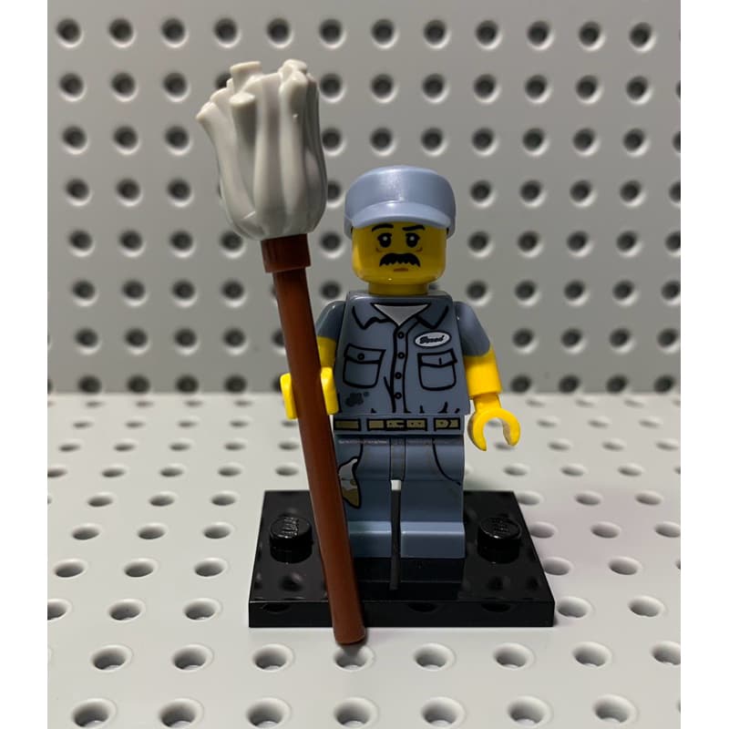 Lego 71011 minifigure serie 15 Janitor (2016) 7 peças Lego original