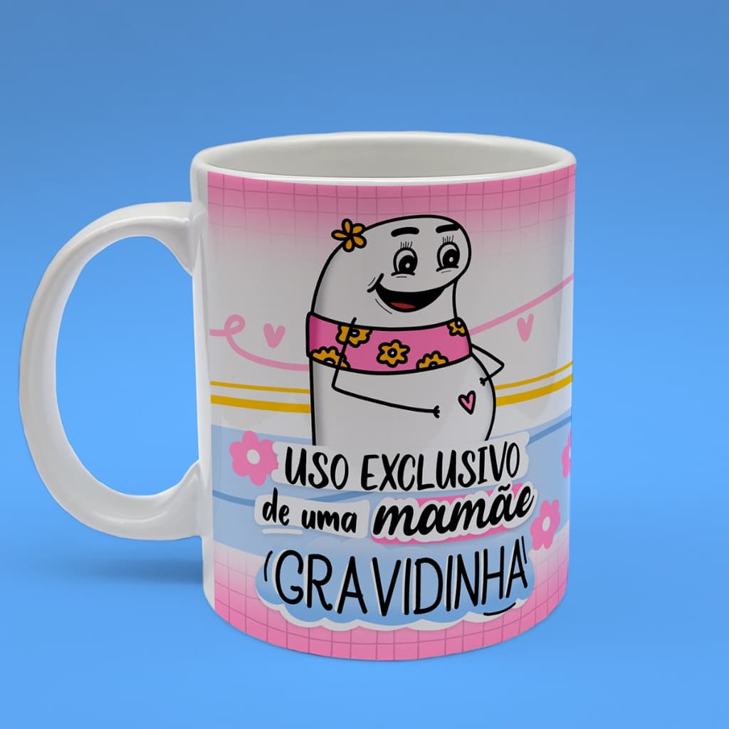 Caneca Dia Das Mães Meme Bento Cake Flork Uso Exclusivo De Uma Mamãe Gravidinha Grávida Presente