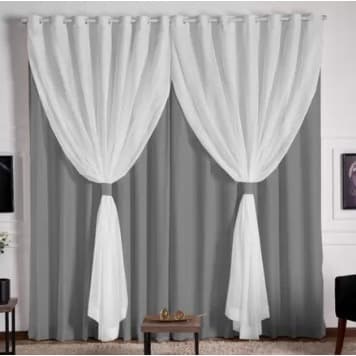 Cortina Blackout PVC com Tecido Estilo Voil Para Quarto e Sala Corta Luz 100%