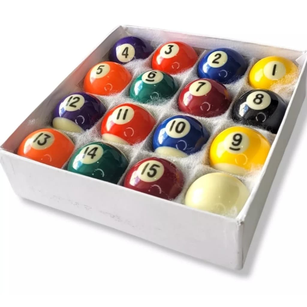 Jogo bolas de  Sinuca numeradas faixadas c/ bola branca Completo 50mm
