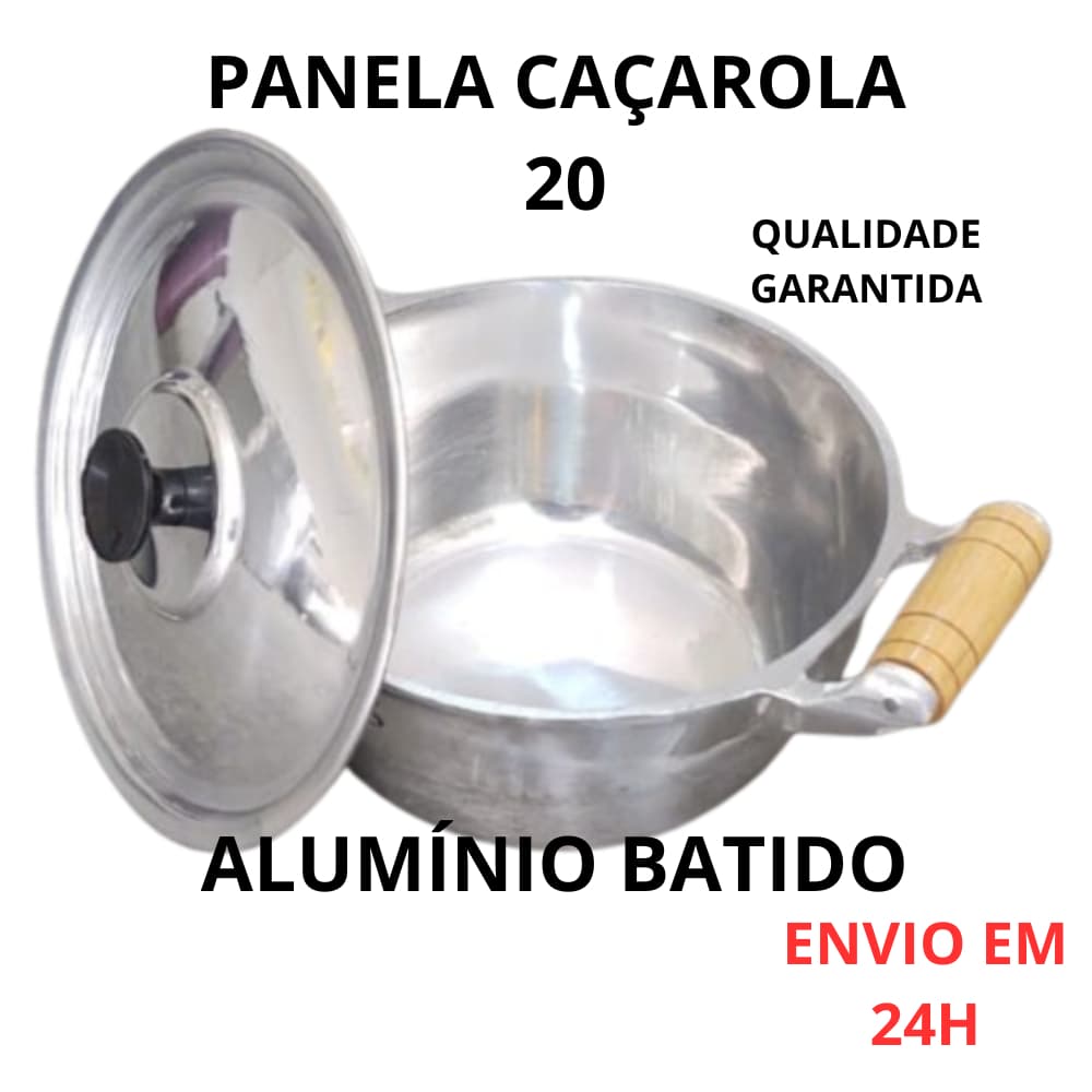 Panela Caçarola Individual de Alumínio Batido Fundido Média Nº 20 Capacidade 2,35 Litros