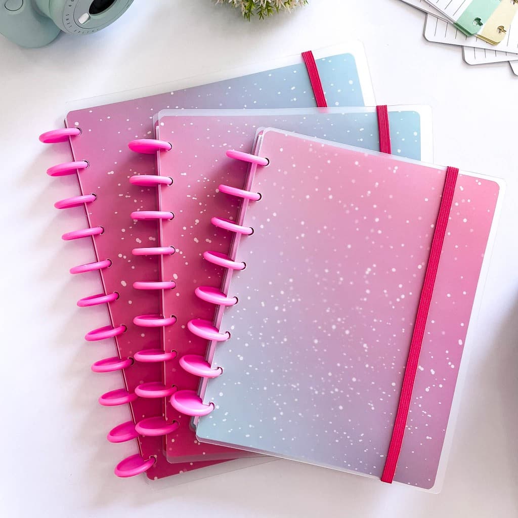 CADERNO DE DISCOS Basic  folhas reposicionáveis PINK - Inteligente