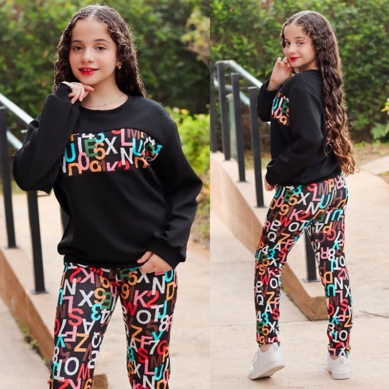 Conjunto Moletom Infantil Menina 4 ao 14 anos Roupas Infantis malha crepe