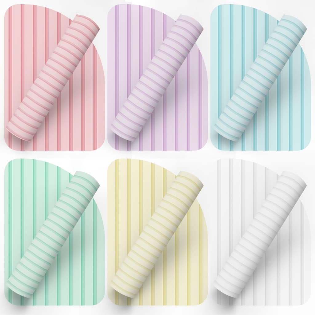 Papel de Parede Vinílico Adesivo Ripa Colorida Cores Pastéis Infantil Decoração Quarto Bebê Maternidade 10m