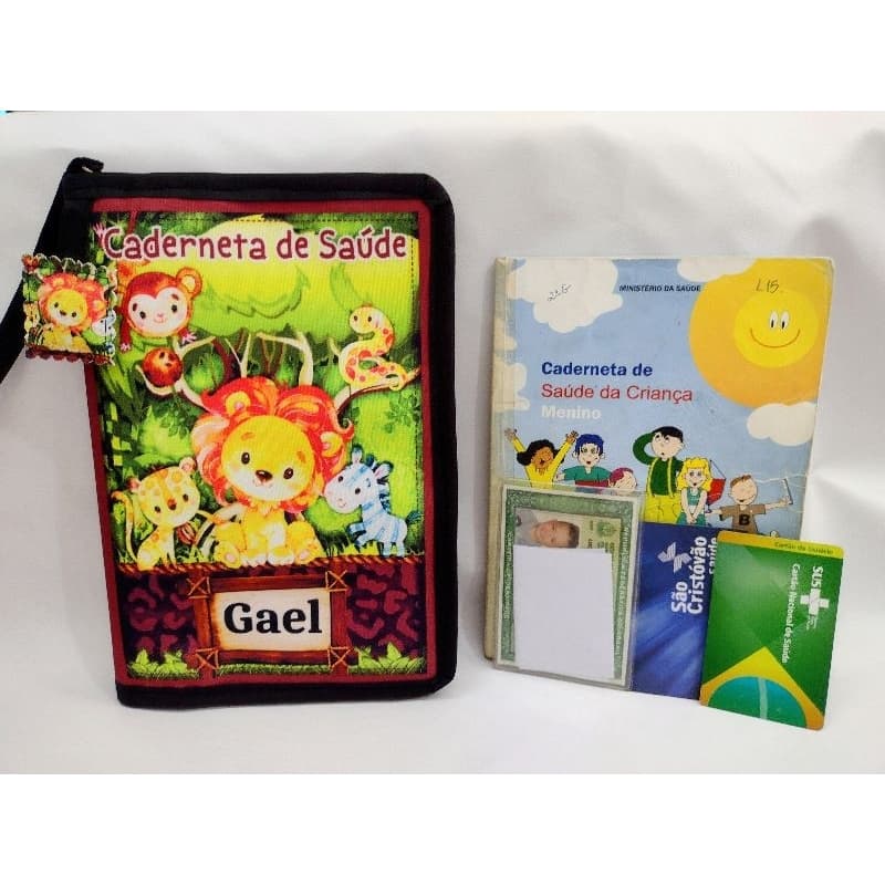 Capa para caderneta de vacinação Impermeável Porta Documentos infantil com zíper