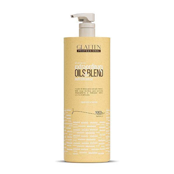 Shampoo Extraordinary Oils e Blend 1L Glatten Nutrição profunda de fios danificados