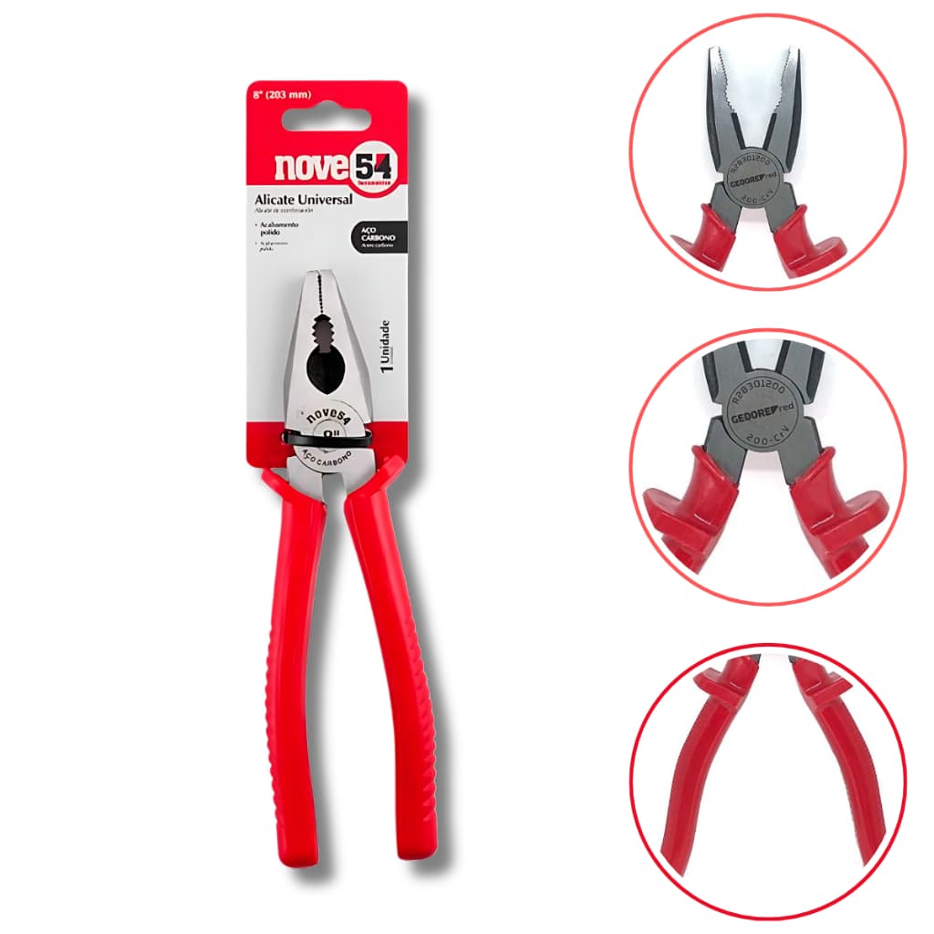 Alicate Universal 8'' Aço Carbono Profissional Nove54