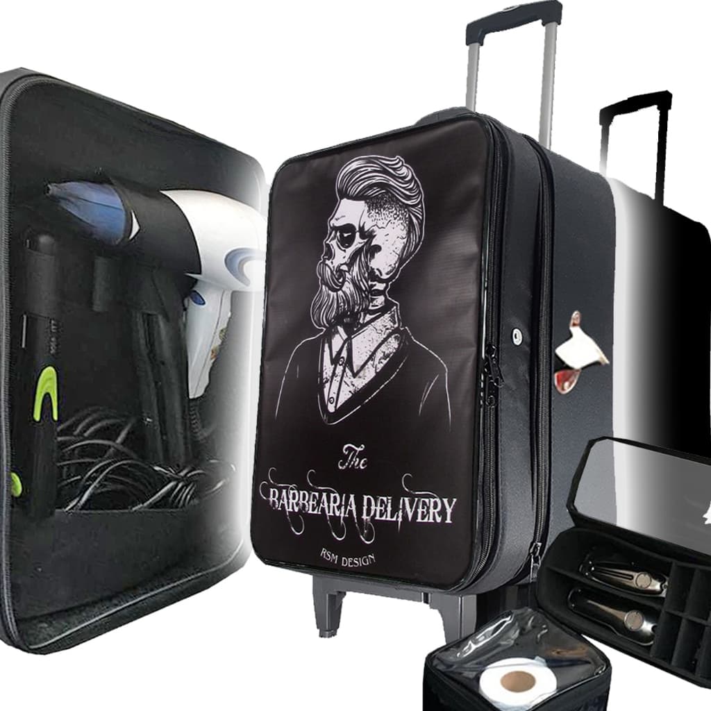 Bolsa Mala Rodinha Maleta Barbearia Mochila Organizadora Barbeiro Proficional Divisórias Removíveis Rsm Design Original