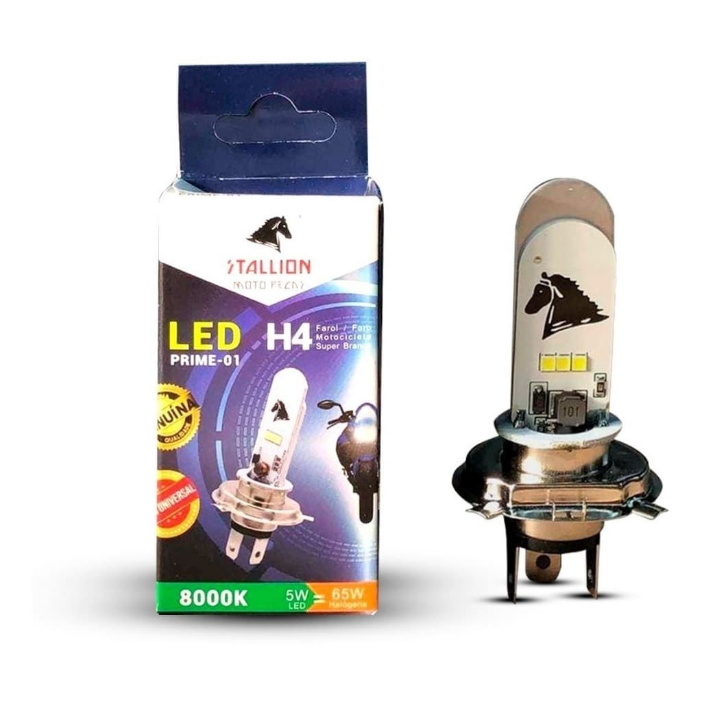 Lâmpada Led Super Branca Farol Moto Cg Fan Titan Start Cargo Ybr Factor Fazer Cavalinho H4 8000K