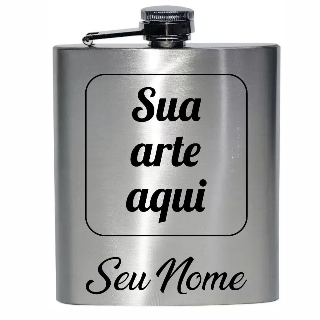 Cantil de Inox Porta Bebidas Whisky Personalizado C/ Seu Nome ou Logo Para Presentes Brindes