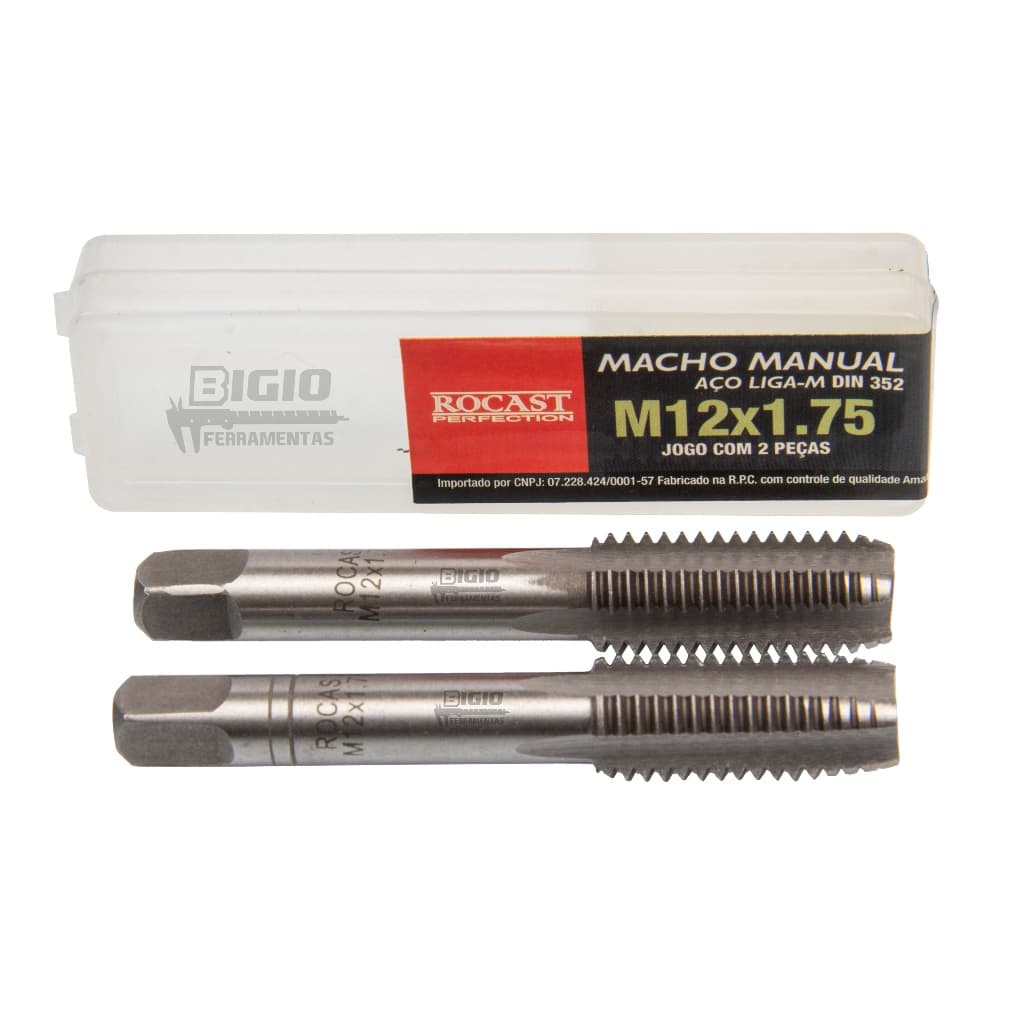 Jogo Macho Manual Aço Liga M12 X 1,75 Rocast
