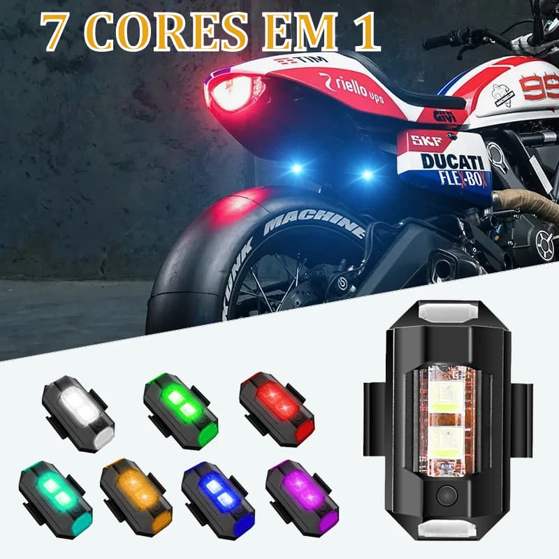 Luz de aviso anticolisão led universal P/ Moto Bicicleta Drone Automóvel Pisca 7cores