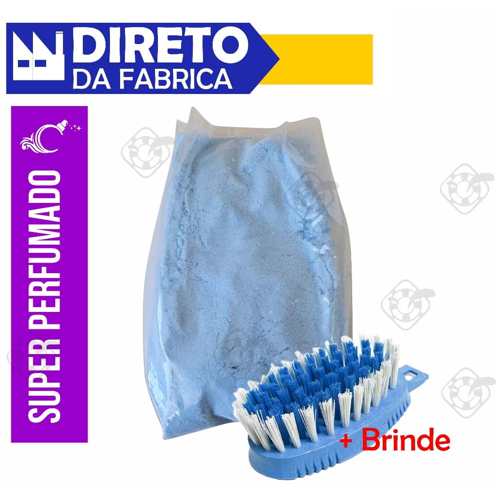 Sabão em Pó Azul 1 KG Lava Casa e Roupas + Escova Oval