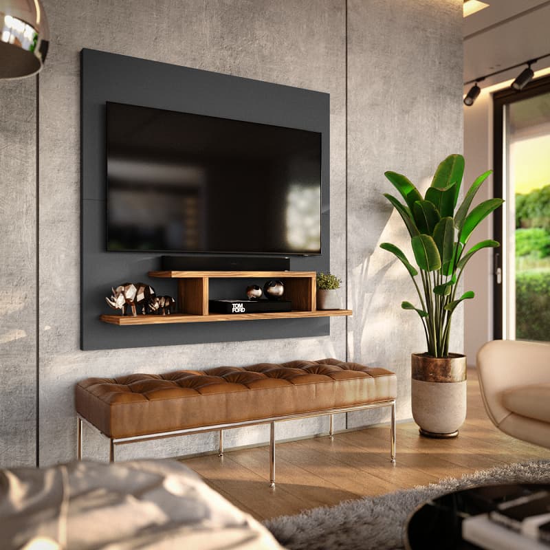 Suporte Quarto Sala Painel para TV Smart 32 Polegadas Prateleira REILLY - Varias Cores