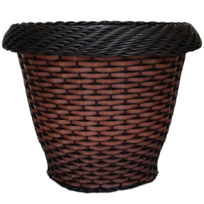 Vaso tecido  para Plantas Grande Redondo Decorativo Fibra Sintética Rattan 35x35