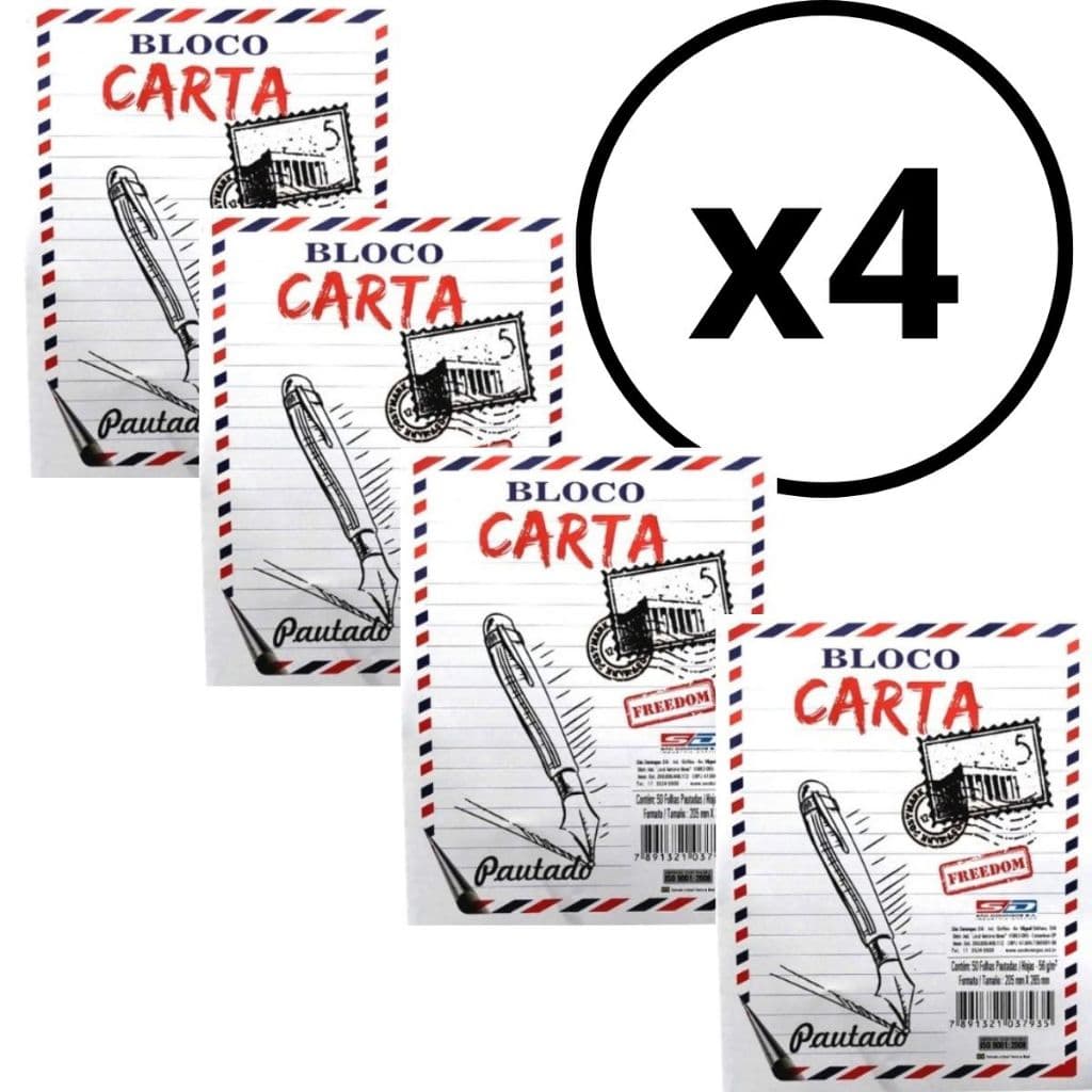 Bloco Carta Folhas Pautadas 205mm x 265mm 50 Folhas