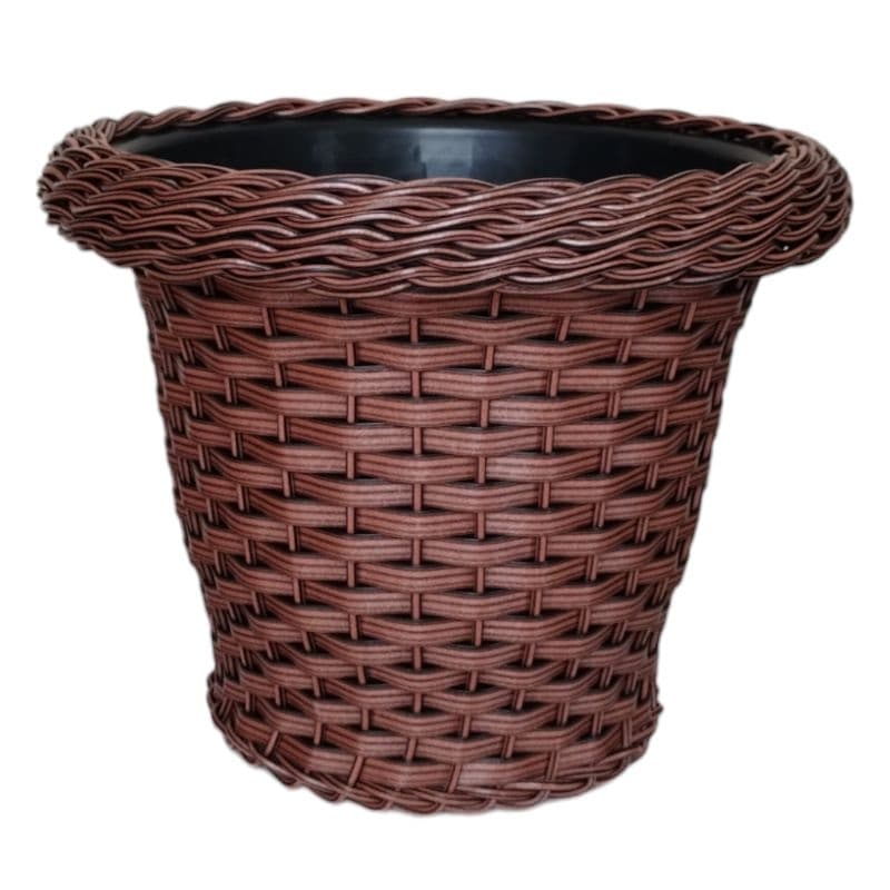 Vaso para Plantas Cone Decorativo em Fibra Sintética  Rattan 25x25
