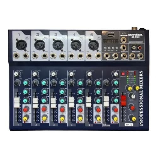 Console Mesa De Som 7 Canais Misturador Gf-6182 110/220