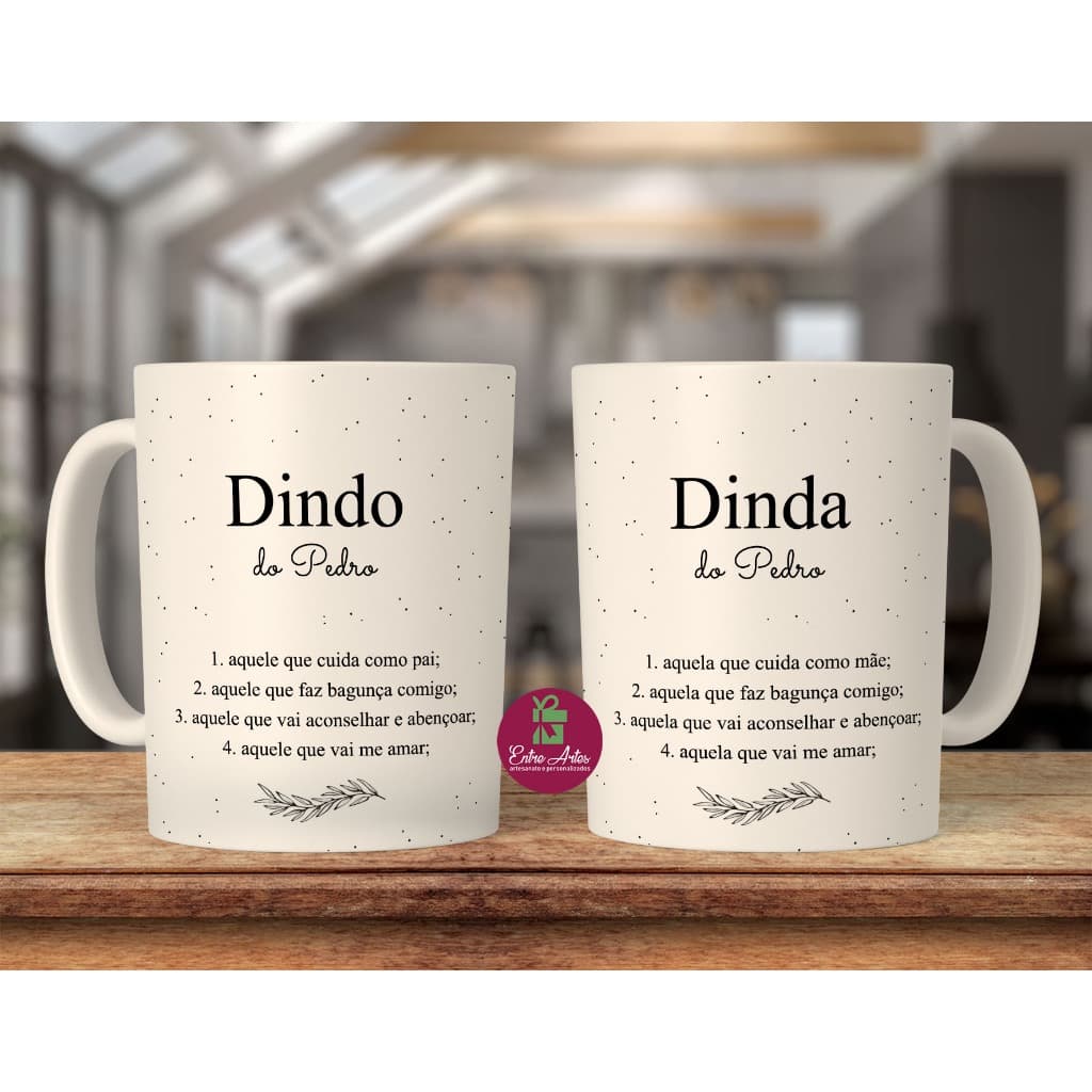 Kit 7 Canecas De Batismo Padrinho Madrinha Batizado Dindo E Dinda