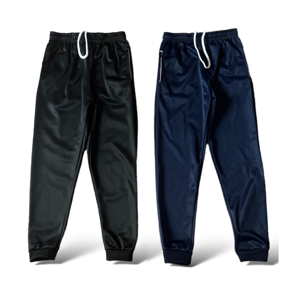 Kit 2 Calça Infantil Jogger Menino Forrada Juvenil Reforçada 10 Ao 16 Preto e Azul