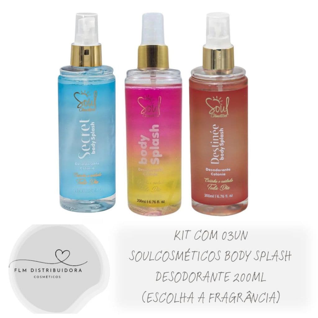 Kit com 03un SoulCosméticos Body Splash Desodorante 200ml (Escolha a Fragrância)