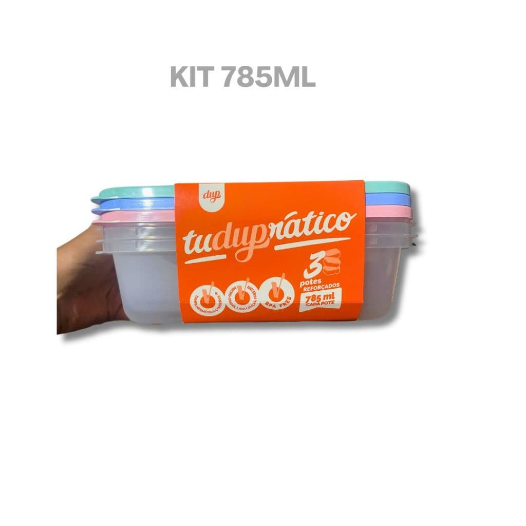 Kit 3, 6 e 9 Potes 785 litros Herméticos Dup - Tuduprático Marmitas para Microondas