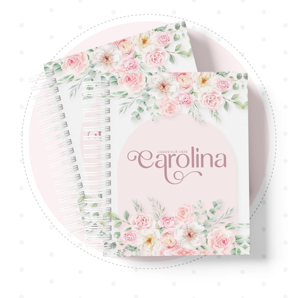Caderneta de Vacina e Livro do Bebê (PRODUZIMOS COM NOME) - Floral