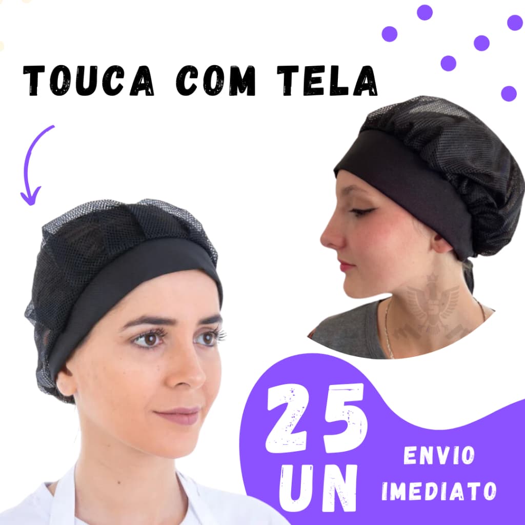 Kit 25 Touca Tule de Cozinha Profissional Super Confortável de Redinha