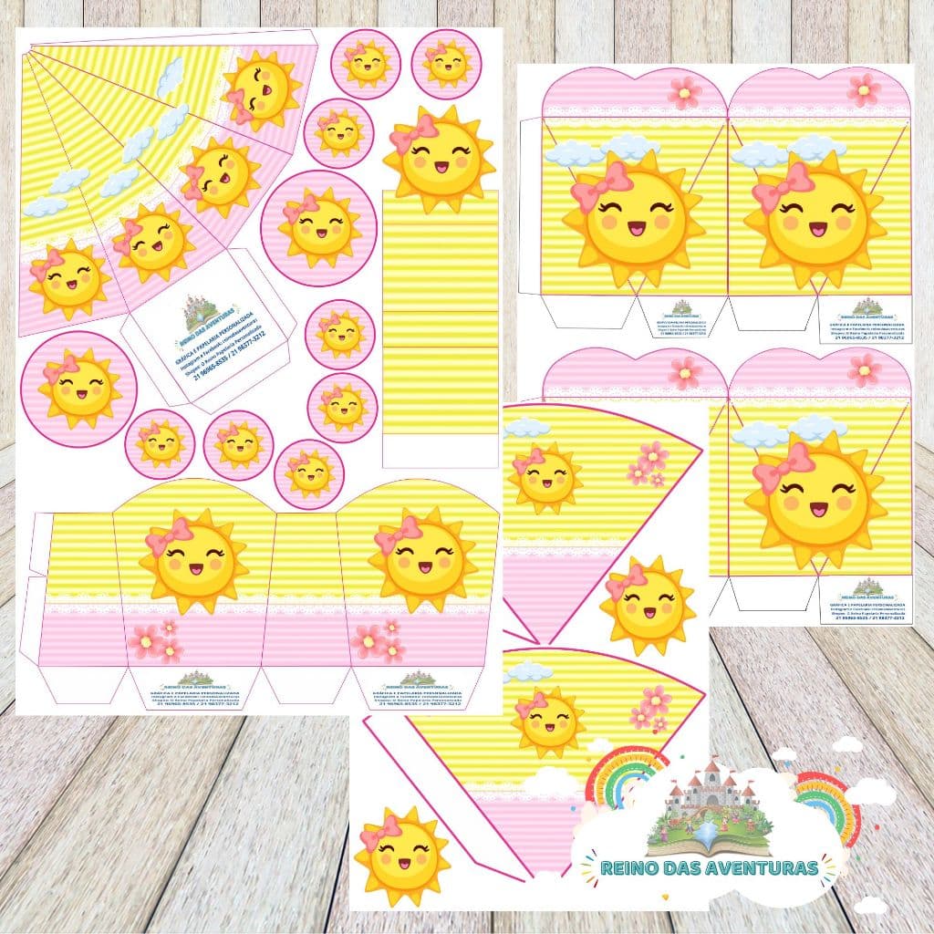 Envio imediato - TEMA SOL LAÇO Kit 85 ou 170 Lembrancinha Festa de Aniversário (sem nome)