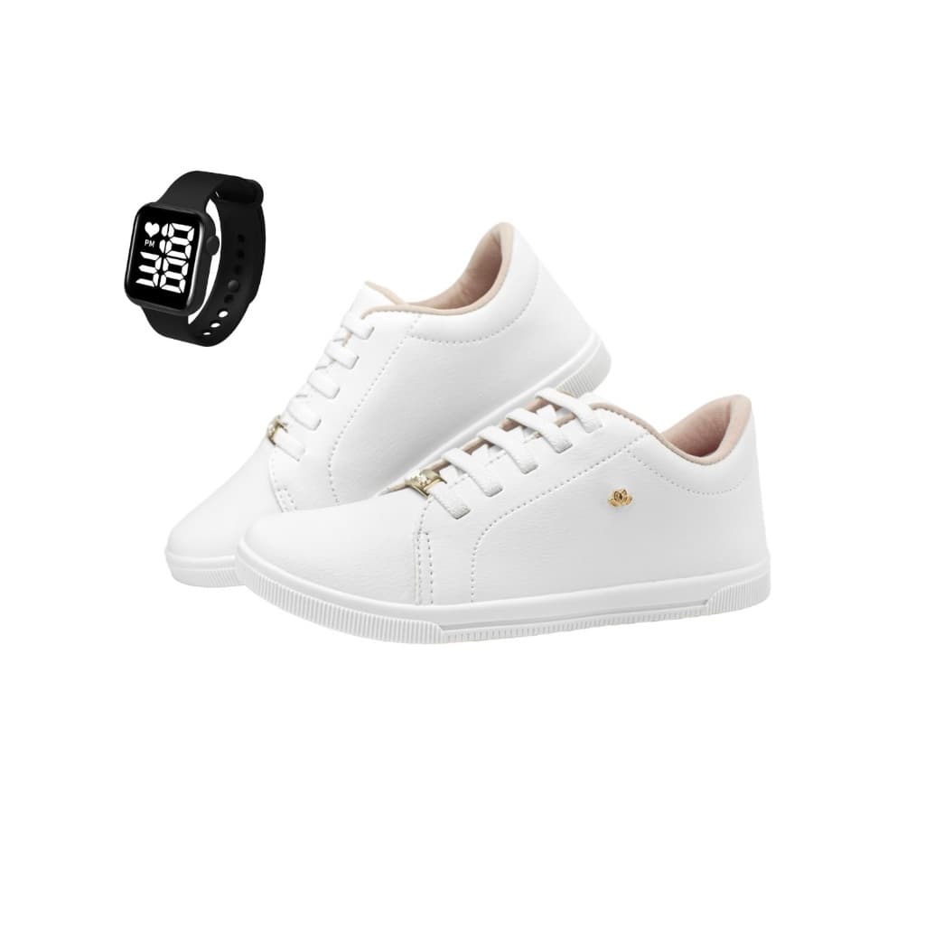 Kit Presente Tenis Feminino Casual com Reolgio LEd Dia Das Maes