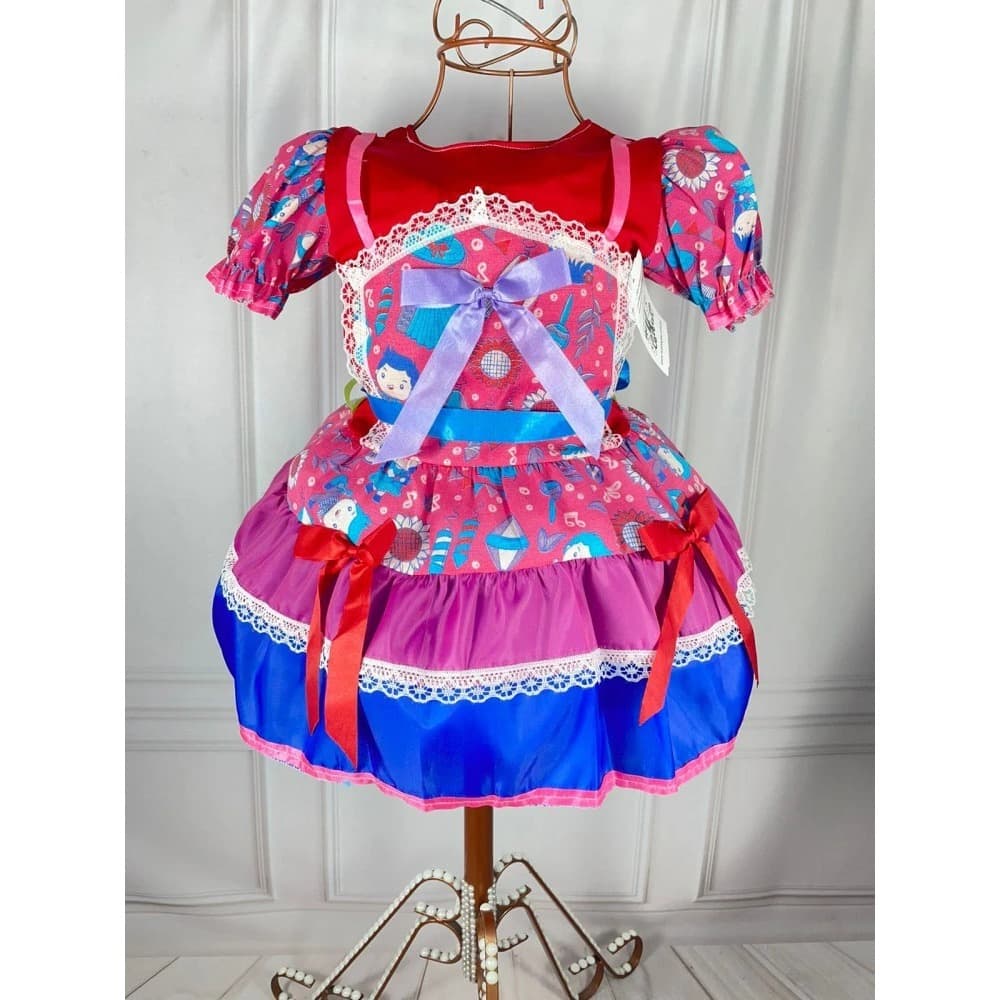 Vestido De Festa Junina Infantil Menina Roupa Caipira São João Arraial