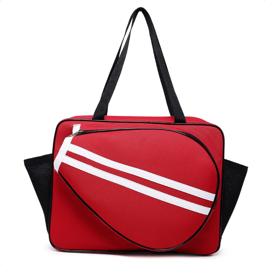 Bolsa Raquete Esporte Academia Beach Tênis Para 1 Raquete e Com 2 Bolsos Para Bolas Vermelha com Branco