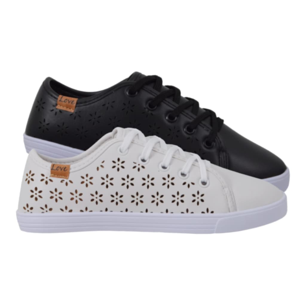 Kit 2 Pares Tênis Feminino Casual Sapatilha Sapatenis Leve Confortável Leila Soares