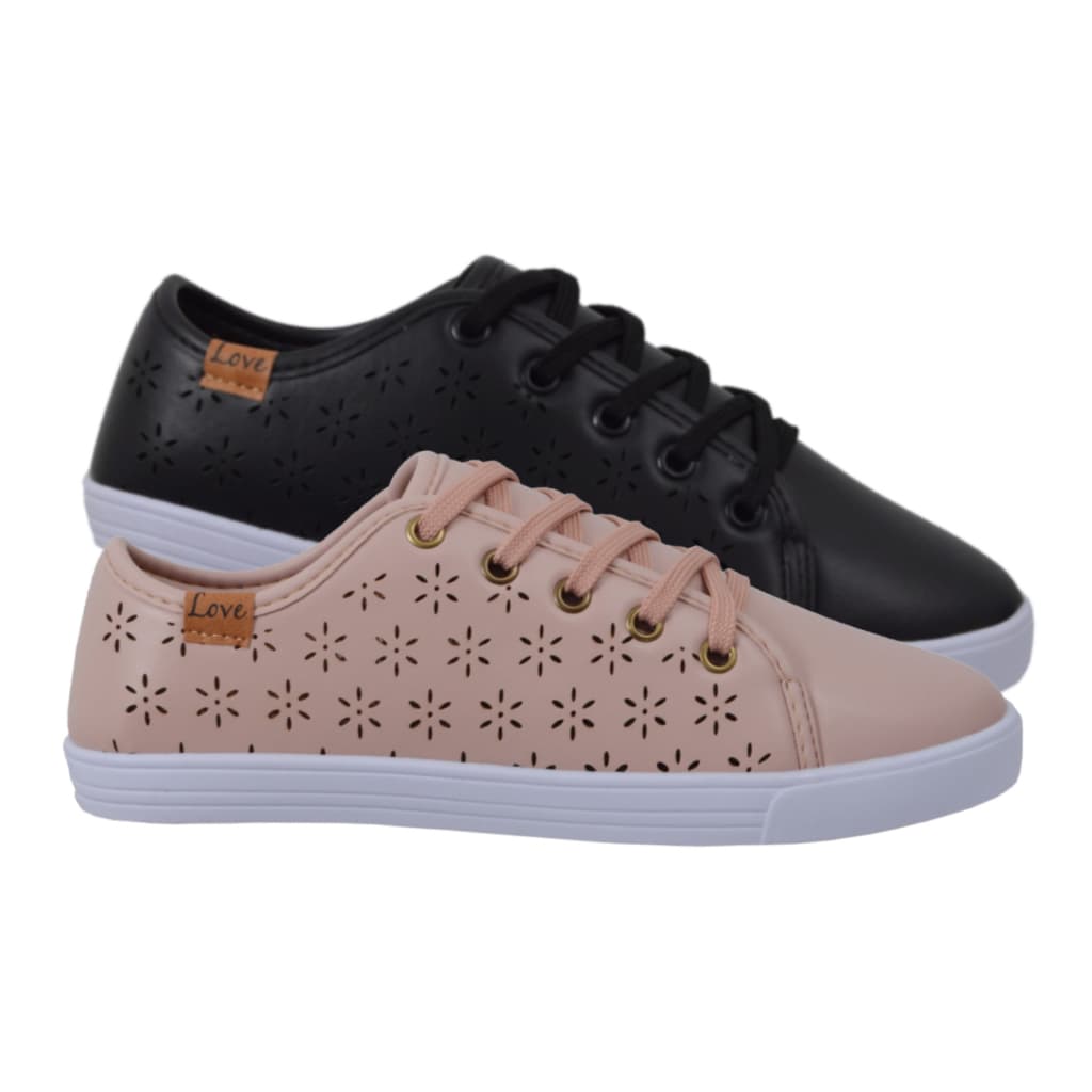 Kit 2 Pares Tênis Casual Feminino Sapatilha Sapatenis Leve Confortável Moda Leila Soares