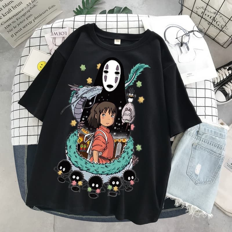 Camiseta Feminina Com Desenho Anime Meu Vizinho Harajuku Gótico Para Verão