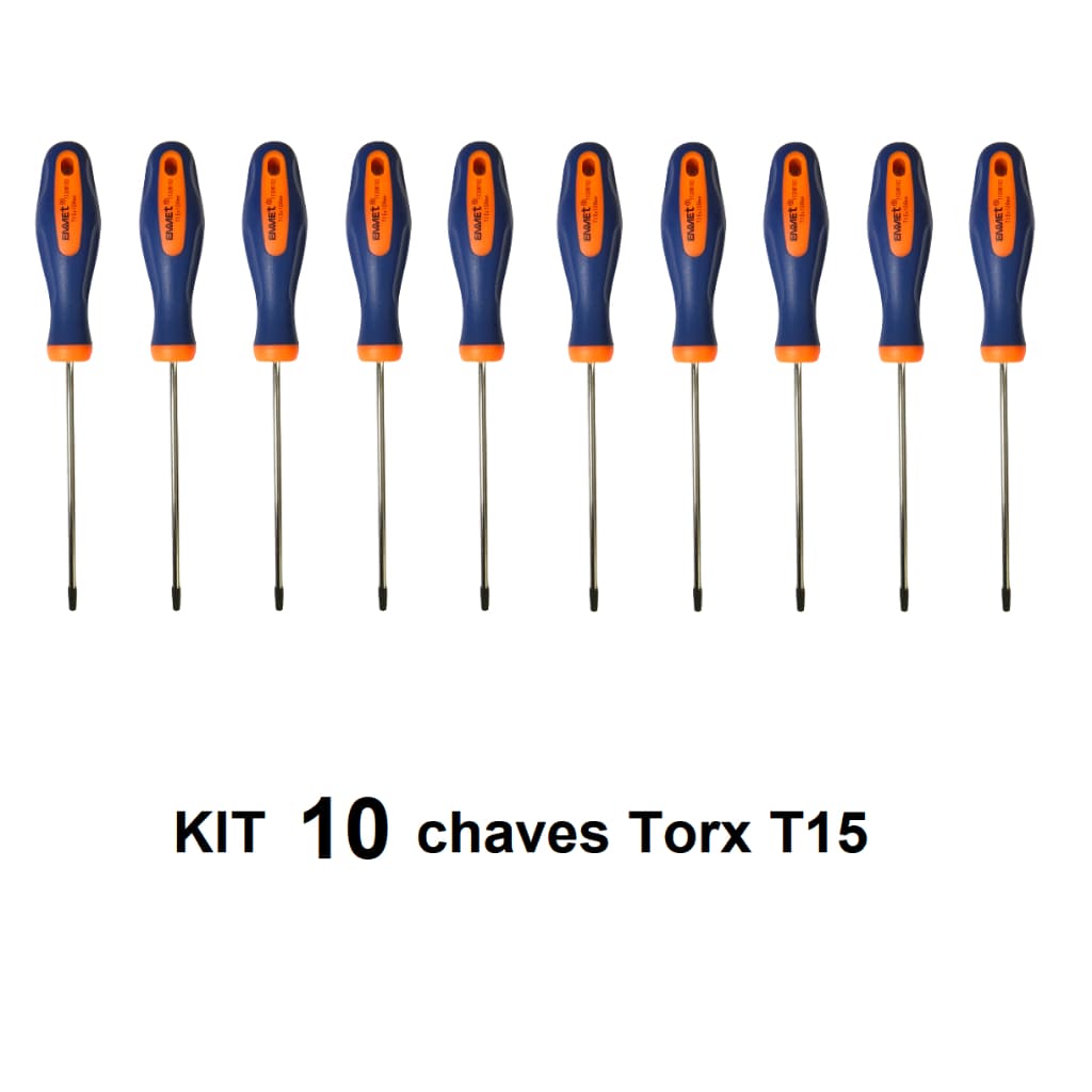 Kit 10 unidades Chave Torx T15 cabo reto com 100mm de comprimento de qualidade