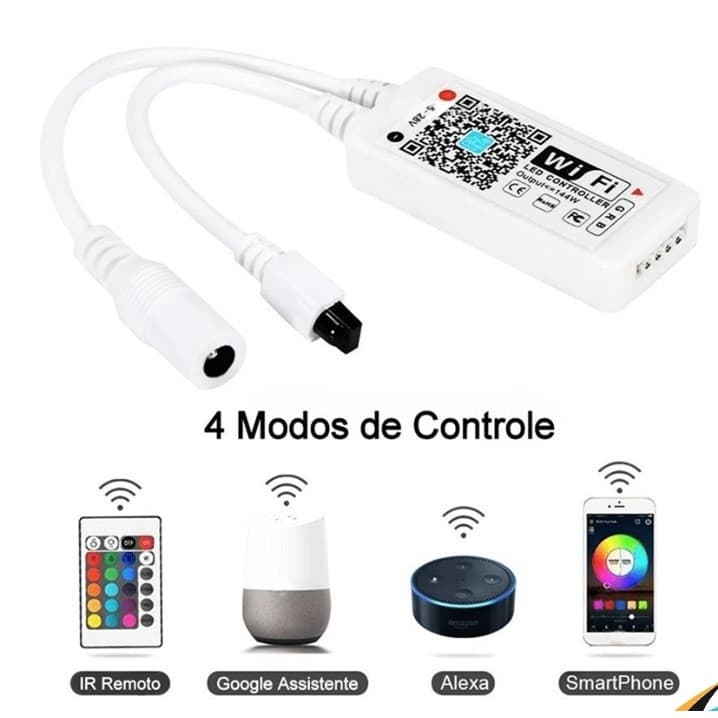 Controlador RGB RGBW Wifi App Celular Android Ios Smart Fita Led Colorida com Controle Google Home Alexa Magic Home