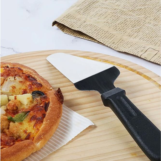 Espátula Fatia De Pizza, Bolo, Torta Doces Em Inox 27 Cm Preta Profissional