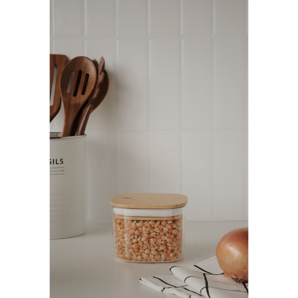 Pote Hermético com Tampa de Bambu - 450ml.