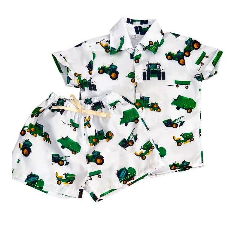 conjunto menino mauricinho trator tratores aniversario verde