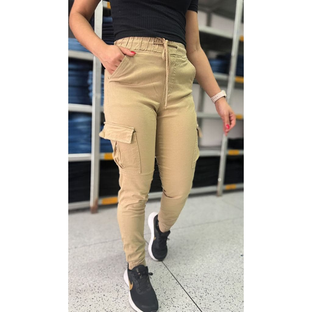 Calça Cargo Feminina Cintura Alta jogger Com Lycra fábrica