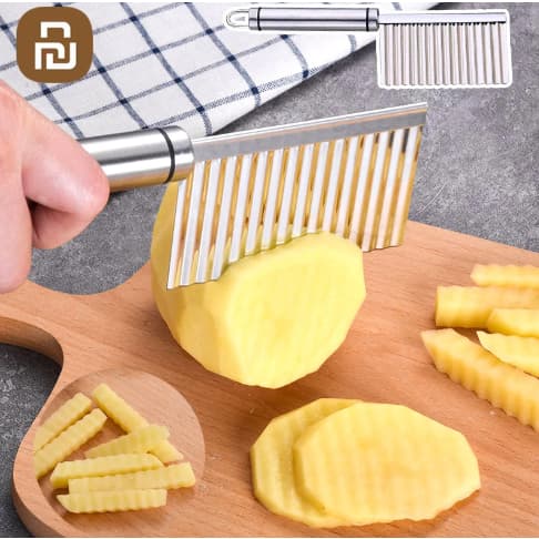 Ondulado Fatiador , Lobo Dentes , Aço Inoxidável Faca Para Corte Batatas, Vegetal Ondas Cortador