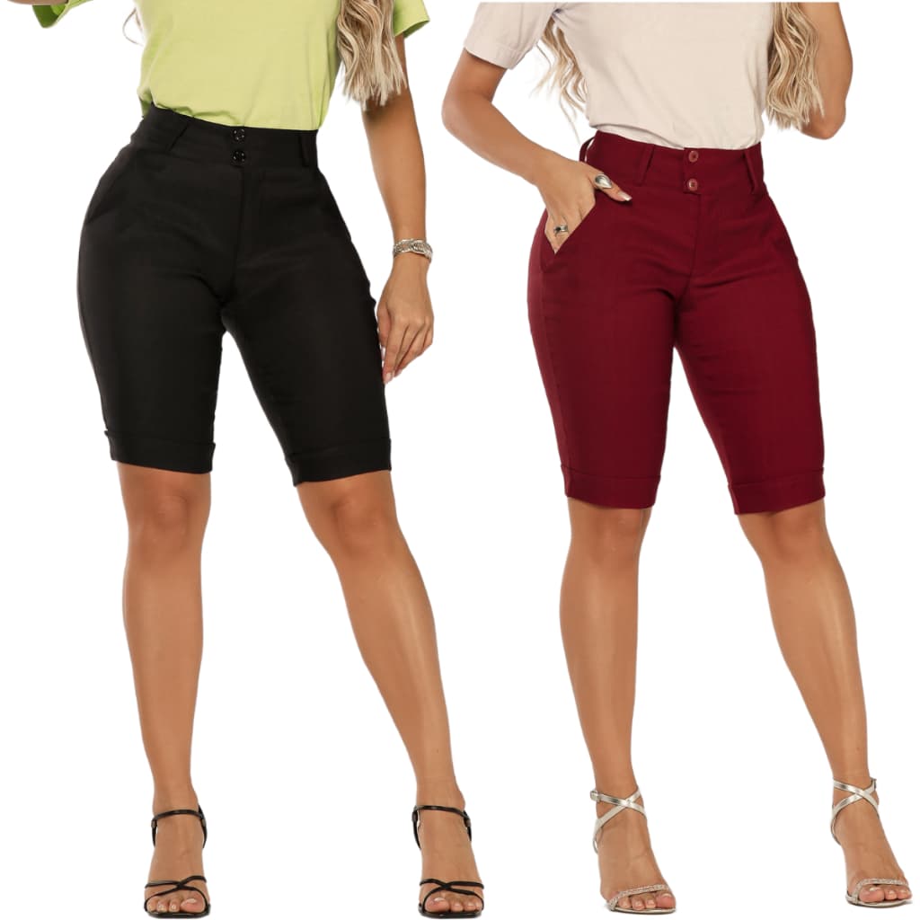 Kit Duas Bermuda feminina bengaline plus size com bolso