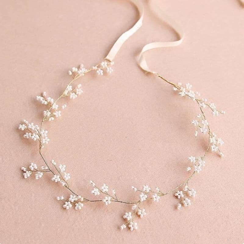arranjo de pérolas para daminha casamento noivinha, headband de pérolas