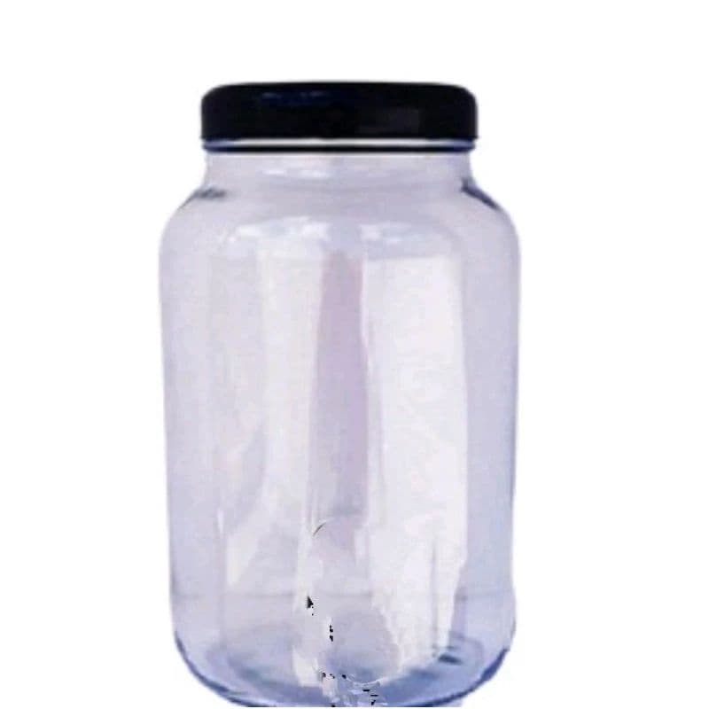 kit 5 suqueira de vidro capacidade de  3 litros com tampa preta + 1 POTE