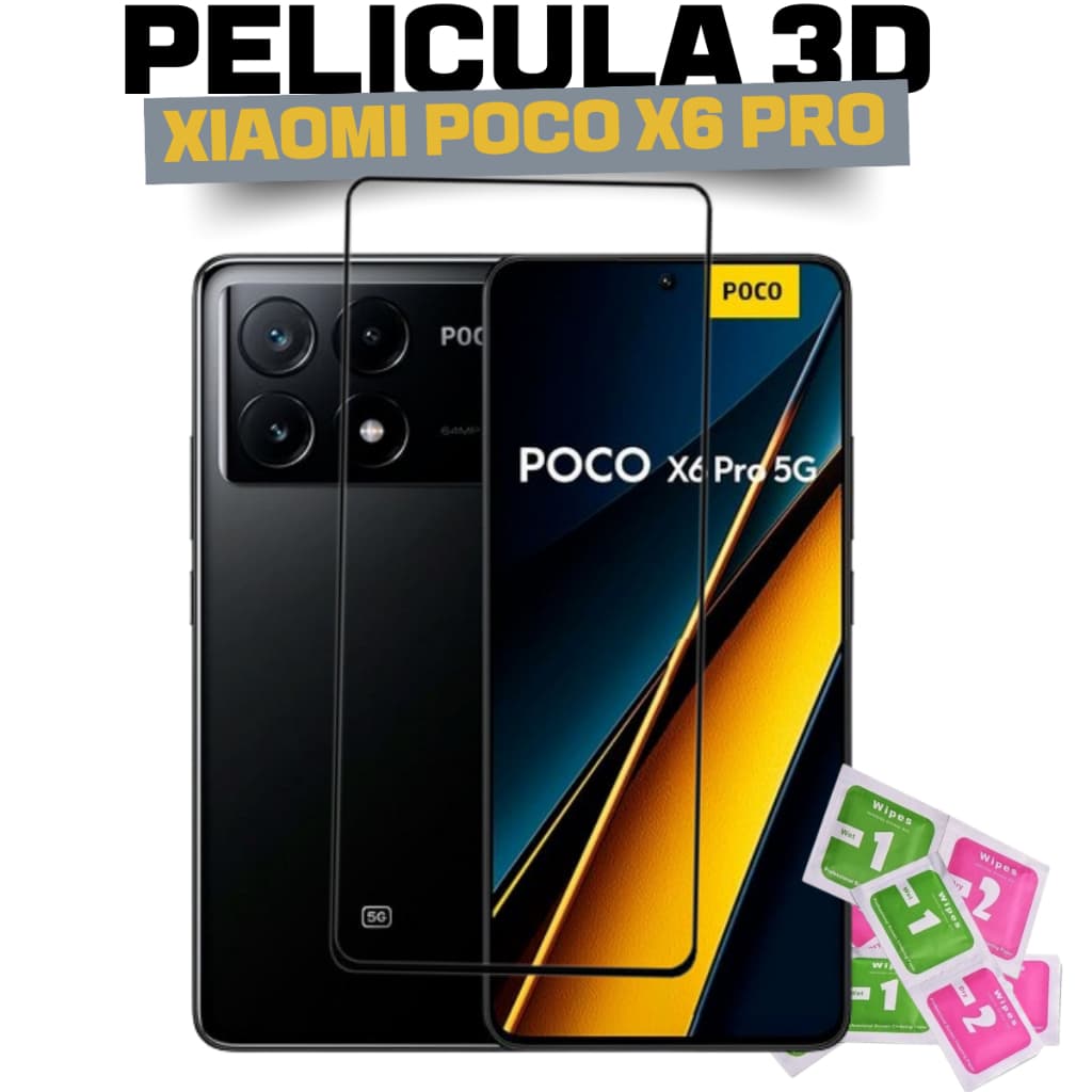 Película Frontal 3d Xiaomi Poco X6 5g / Poco X6 Pro 5g Vidro Temperado Ultra Full Com Kit Aplicação