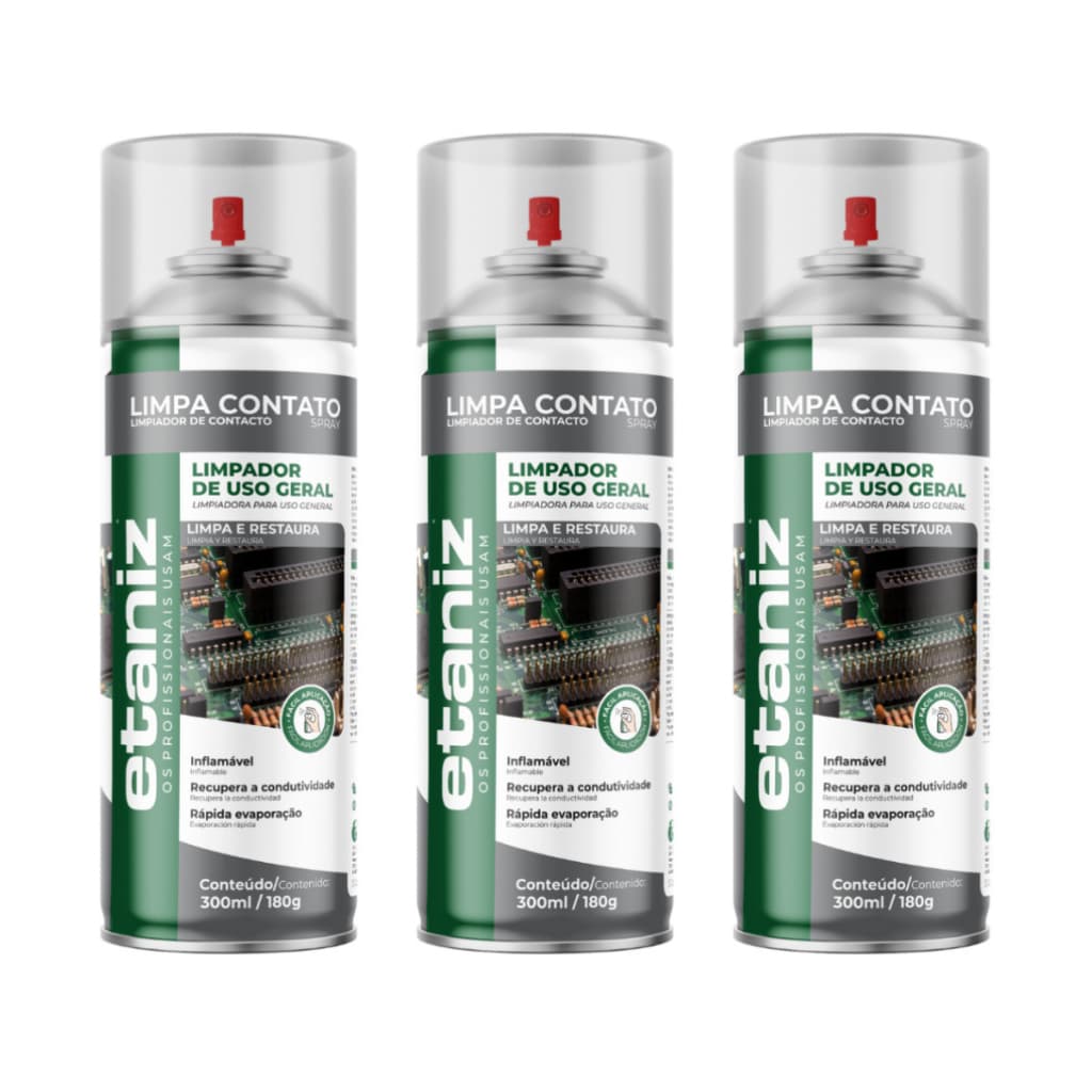 Kit 3 Spray Limpa Contato Elétrico 300ml Automotivo Informática Eletrônica Envio já