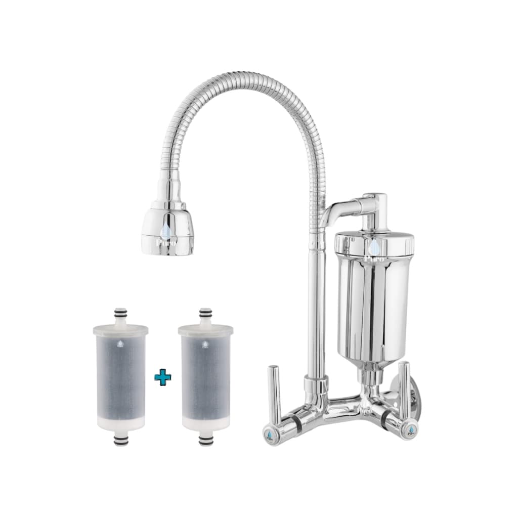 Torneira com Filtro Cozinha Gourmet Flexível Parede 1/4 de Volta + Refil