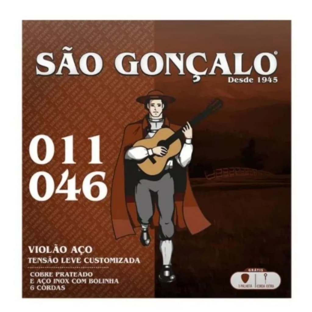 Encordoamento Aço São Gonçalo 011 Leve Customizada com Bolinha para Violão IZ 0125